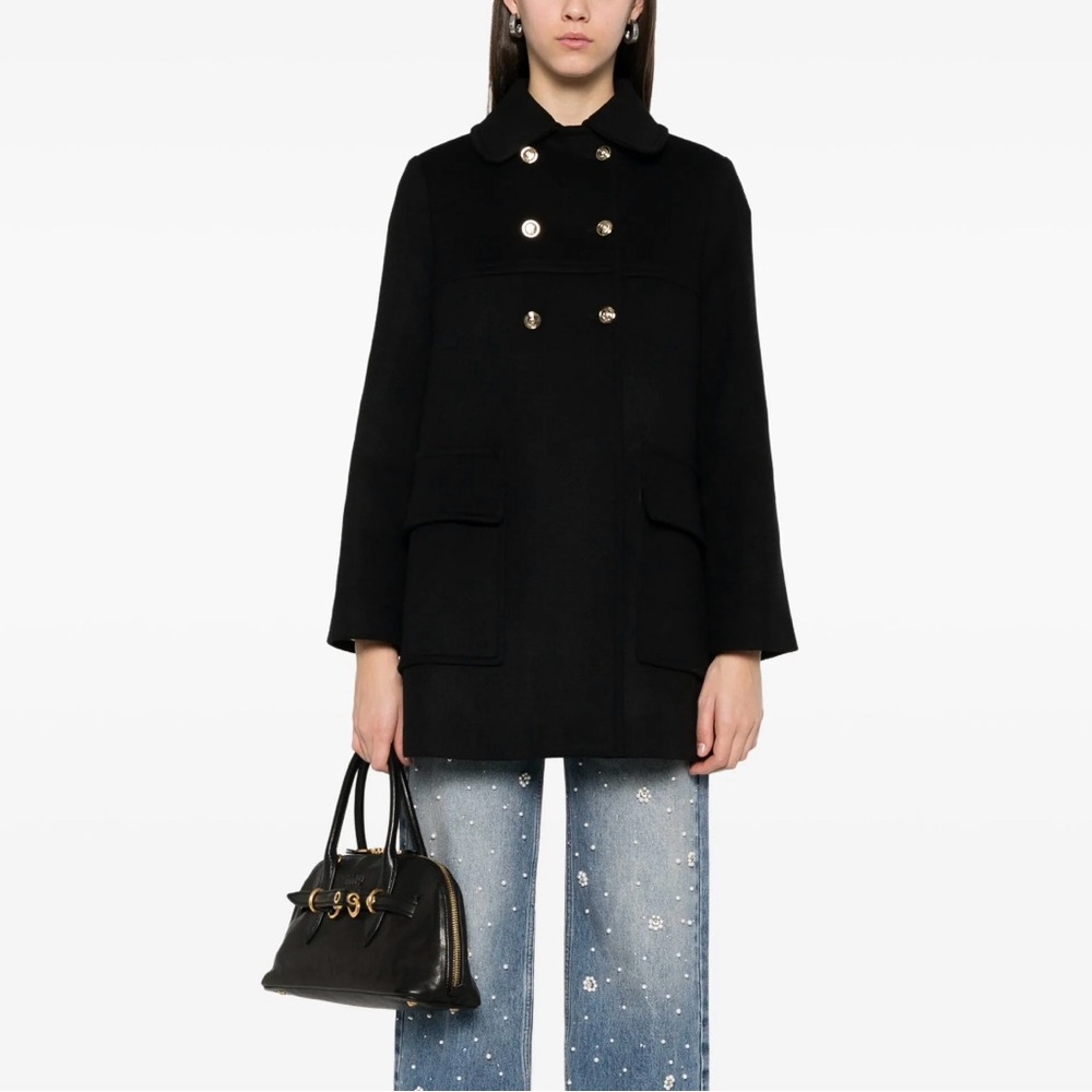Maje Black Double-Breasted Pea Coat
